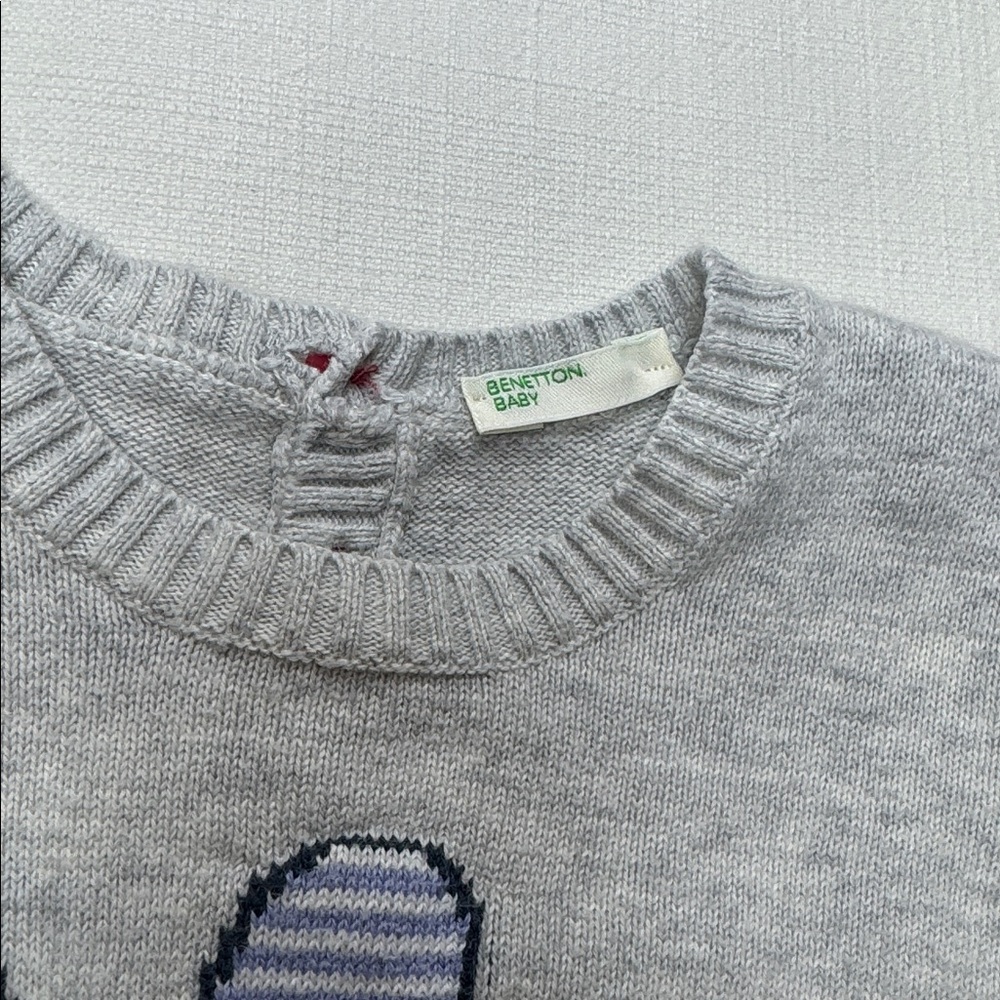 Cozy Gray Kids Sweater with Sunglasses Bunny - Picture 2 of 4
